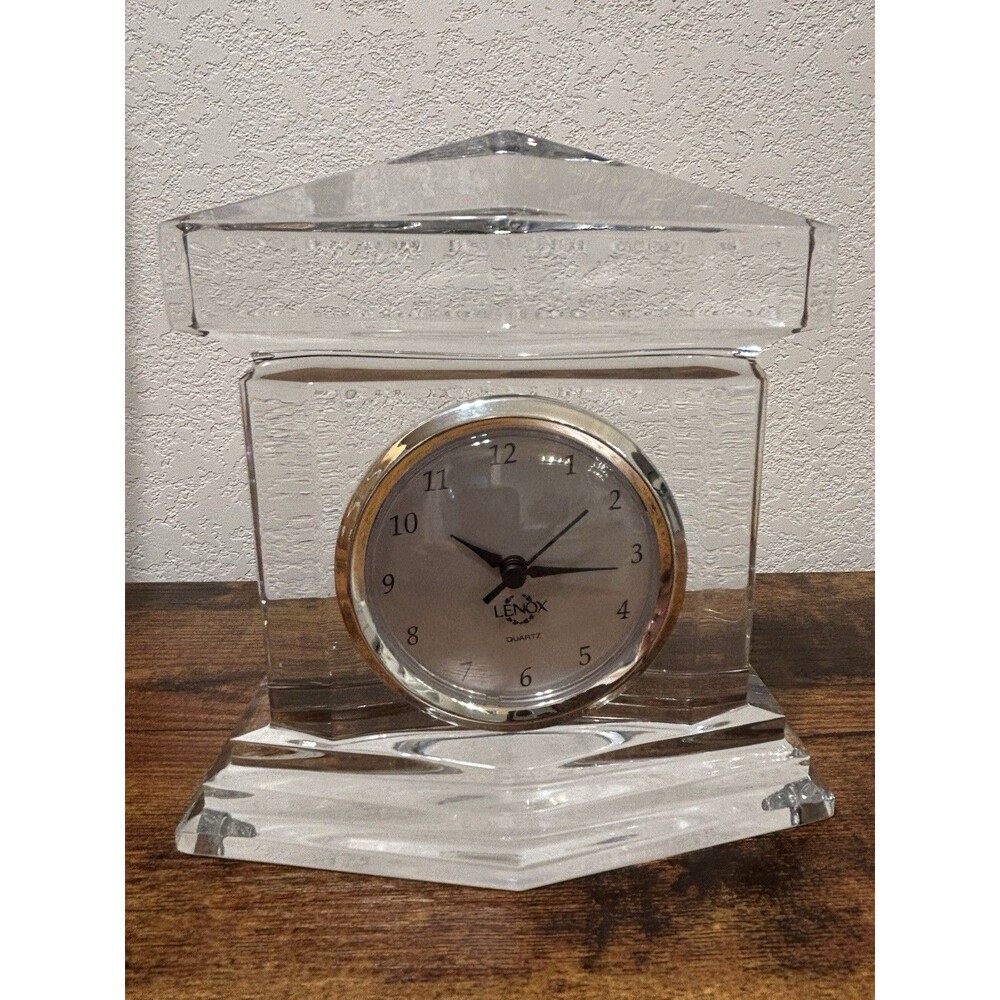 Lenox "Ovations Monument" Full Lead Crystal Mantel Clock ~Elegant~ Vintage
